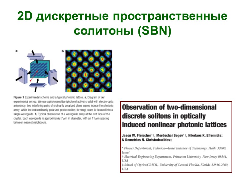 2D дискретные пространственные солитоны (SBN)